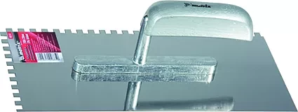 Гладилка из нержавеющей стали 280 х 130 мм деревянная ручка зуб 6 х 6 мм  MATRIX 86737 купить в Надыме