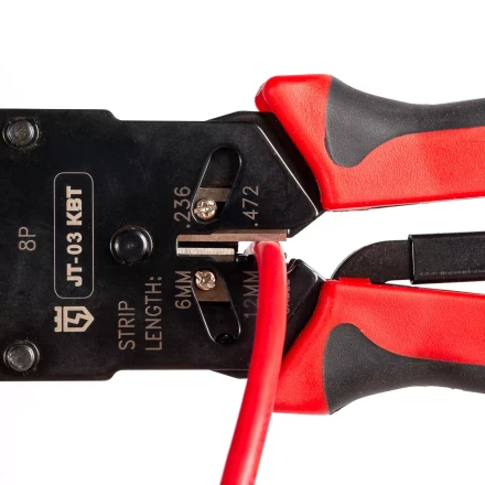 Кримпер многофункциональный КВТ JT-03 с 3 встроенными модулями для обжима RJ-45, RJ-12, RJ-11 (79759) купить в Надыме
