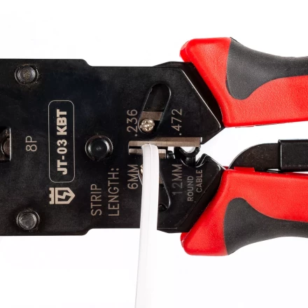 Кримпер многофункциональный КВТ JT-03 с 3 встроенными модулями для обжима RJ-45, RJ-12, RJ-11 (79759) купить в Надыме