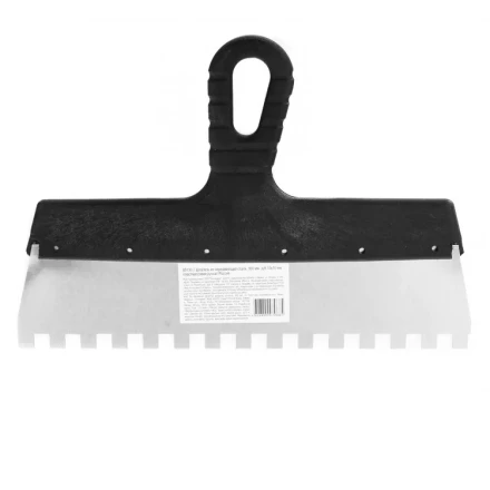 Шпатель из нержавеющей стали 300 мм зуб 10 х 10 мм пластмассовая ручка 85130 купить в Надыме