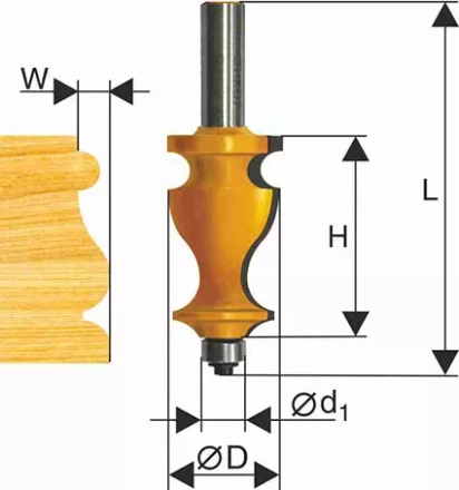 Фреза кромочная фигурная Ф27Х413 мм хвостовик 12 мм 46410 купить в Надыме