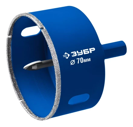 ЗУБР АГК d 70 мм (центр. сверло, трехгр. хвост, Р60), Алмазная коронка, Профессионал (29850-70) купить в Надыме