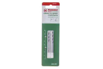 Сверло по дереву HAMMER Ф3х60мм (DR WD WR 3,0мм*60/30мм 2шт.) купить в Надыме