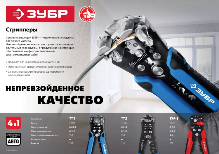 ЗУБР ТМ-1, 0.2 - 6 мм2, автоматический стриппер с винтом микронастройки (22645) купить в Надыме