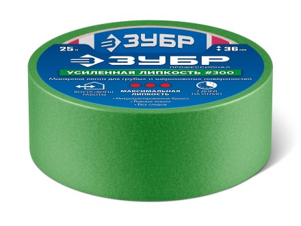 ЗУБР №300 36 мм х 25 м, для грубых и шероховатых поверхностей, малярная лента, Профессионал (12143-36) купить в Надыме