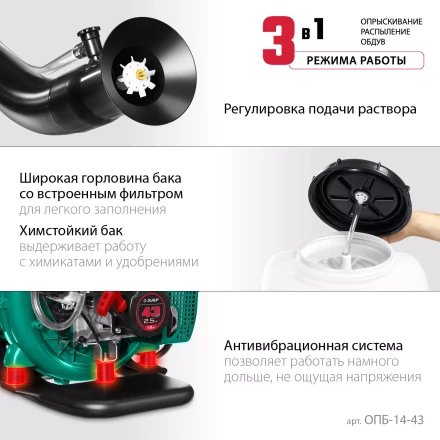 ЗУБР 14 л, 2.5 л.с, бензиновый опрыскиватель (ОПБ-14-43) купить в Надыме