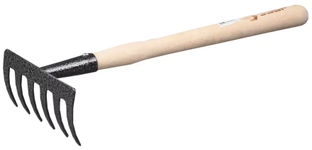 Грабельки ЗУБР садовые с деревянной ручкой, 6 прямых зубцов 4-39611 купить в Надыме