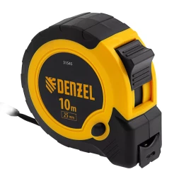 Рулетка Denzel 10м х 25мм, двухкомп. корпус, кнопка-пауза 31545