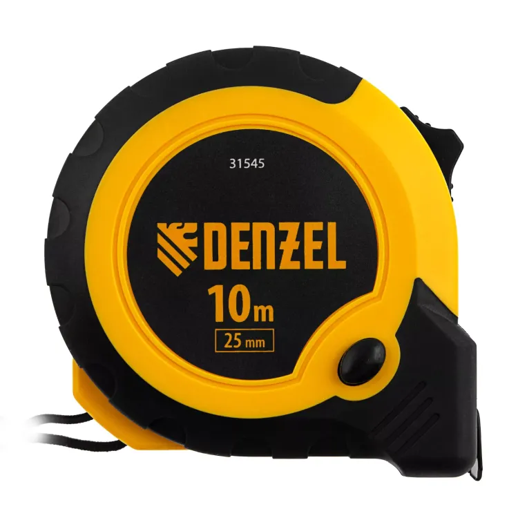 Рулетка Denzel 10м х 25мм, двухкомп. корпус, кнопка-пауза 31545 купить в Надыме