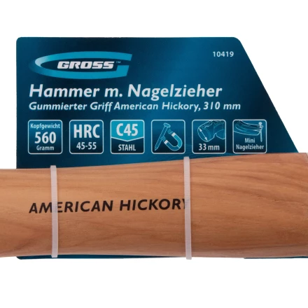 Молоток-гвоздодер,560 г Gross 10419, угол 75, магнит, обрезиненная рукоятка AMERICAN HICKORY купить в Надыме