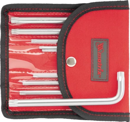 Набор ключей шестигранных имбусовых TORX-TORX Tamper. 9 шт T10-T50  CrV короткие сатиновые чехол MATRIX 12312 купить в Надыме
