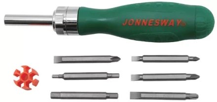 Отвертка трещоточная с набором бит 7 предметов DR0107S  Jonnesway 48818 купить в Надыме