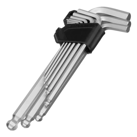 Набор ключей имбусовых Сибртех, HEX, 2-12 мм, CrV, 9 шт., удлиненные, с шаром, 123657 купить в Надыме