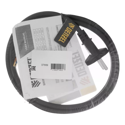 Шнур сетевой Denzel Energy Series, ПВС, 1,5 м, 2 x 1,5 мм, с неразборной вилкой, черный, 3 м, 37669 купить в Надыме