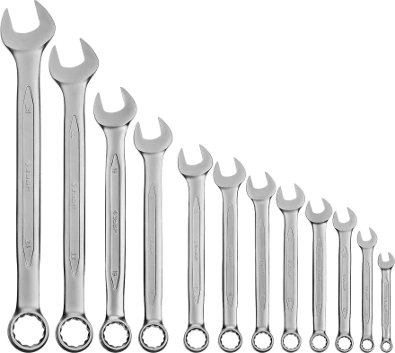 Набор ЗУБР "ПРОФИ": Ключ гаечный комбинированный, Cr-V сталь, хромированный, 6-24мм, 12шт 27028-H12 купить в Надыме