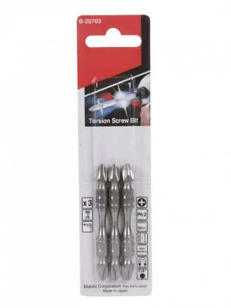 Биты Makita PH2 65мм 3шт, 2-х сторонние (B-20703) купить в Надыме