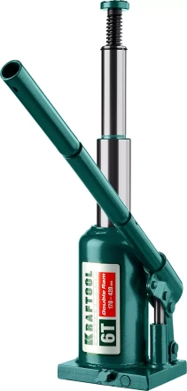 Домкрат гидравлический бутылочный "Double Ram", сварной, телескопический, 6т, 170-420мм, KRAFTOOL 43463-6 43463-6 купить в Надыме