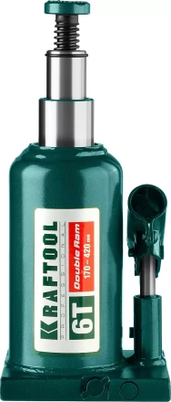 Домкрат гидравлический бутылочный "Double Ram", сварной, телескопический, 6т, 170-420мм, KRAFTOOL 43463-6 43463-6 купить в Надыме