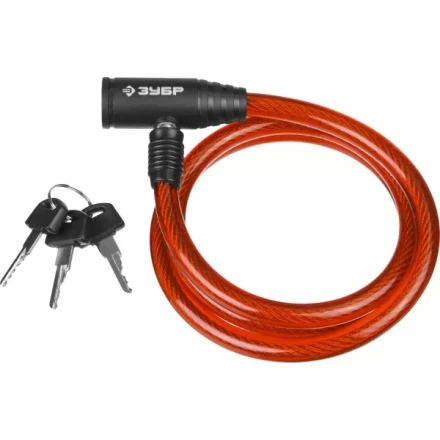 Замок ЗУБР "МАСТЕР", тросовый, 3 ключа в комплекте, длина троса 950мм, d 10мм 37263-95 купить в Надыме