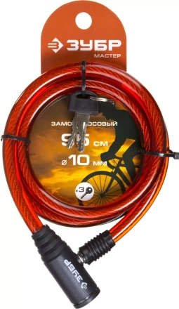 Замок ЗУБР "МАСТЕР", тросовый, 3 ключа в комплекте, длина троса 950мм, d 10мм 37263-95 купить в Надыме