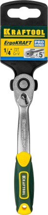 Трещотка для торцовых головок KRAFTOOL &quot;PRO&quot;, Сr-V сталь, 72 зубца, изогнутая, 1/4&quot; 27795-1/4_z02 купить в Надыме