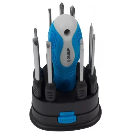 Набор ЗУБР Отвертка "ЭКСПЕРТ" со сменными стержнями 60мм, SL 3,0, 4,0, 5,0, 6,0мм, PH№ 0, 1, 2, TORX 10, 15, 10пред. 25282-H10 купить в Надыме