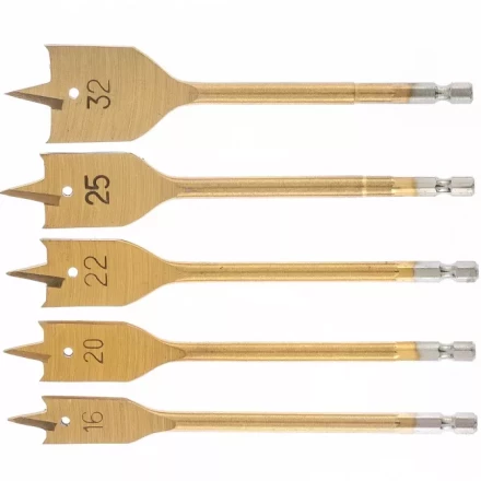 Набор сверл перовых по дереву 16-20-22-25-32 мм 5 штук пластик. кейс MATRIX 70443 купить в Надыме