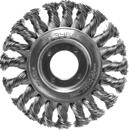 ЗУБР "ПРОФЕССИОНАЛ". Щетка дисковая для УШМ, плетеные пучки стальной проволоки 0,5мм, 100х22мм 35190-100_z02 купить в Надыме