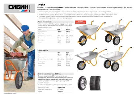 Колесо СИБИН пневматическое для тачки арт. 39908 39908-W купить в Надыме