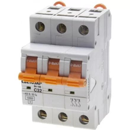Выключатель автоматический СВЕТОЗАР 3-полюсный, 32 A, "C", откл. сп. 10 кА, 400 В SV-49073-32-C купить в Надыме