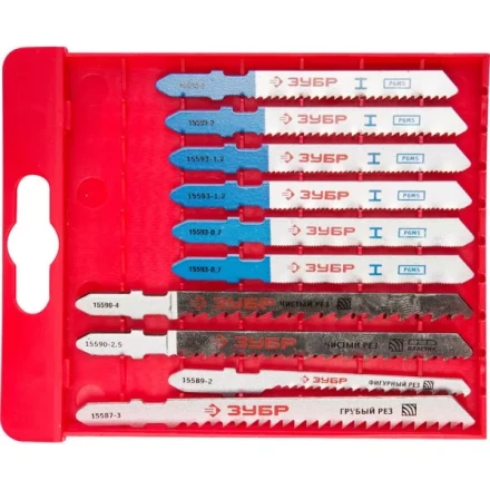 Набор ЗУБР "ЭКСПЕРТ" Полотна для эл/лобзика, по дер. и мет., EU-хвост., пласт.бокс, 10шт 15586-H10 купить в Надыме