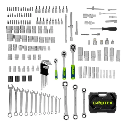 Набор инструментов Сибртех 14172, 1/2", 3/8", 1/4", пластиковый кейс 160 предм. купить в Надыме