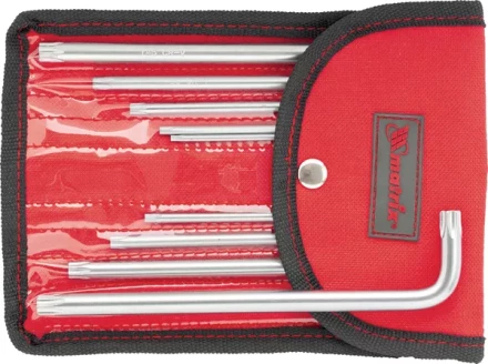 Набор ключей шестигранных имбусовых TORX-TORX Tamper, 9 шт:T10-T50, CrV,  удлиненные, сатин., чехол  MATRIX 12313 купить в Надыме