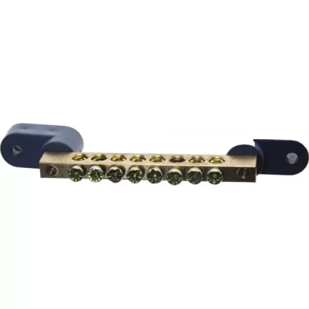 Шина СВЕТОЗАР нулевая на 2-х угловых изоляторах, поворотная,макс. ток 100А, 5,2мм, 8 полюсов 49809-08 купить в Надыме