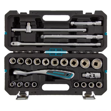 Набор инструментов 24 предмета, 120 зубьев, CrV, 1/2" Gross 14147 купить в Надыме