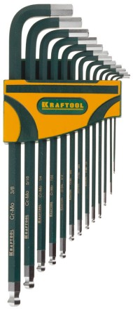 Набор ключей имбусовых KRAFTOOL&quot;INDUSTRIE&quot; длинные,дюймовые,Cr-Mo сталь(S2),Cr покрытие с противоскол напыл,SAE HEX0.05-3/8,13шт 27444-H13 купить в Надыме