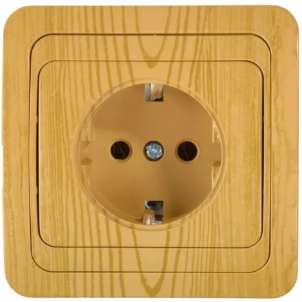 Розетка СВЕТОЗАР "ГАММА" с заземлением, одинарная, цвет ольха, 16А/~250В SV-54105-A купить в Надыме