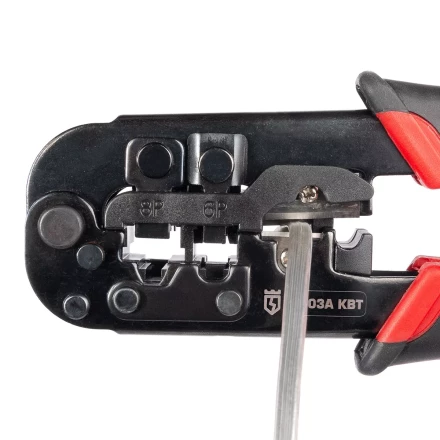 Кримпер многофункциональный КВТ JT-03А с 3 встроенными модулями для обжима RJ-45, RJ-12, RJ-11, RJ-22 (89228) купить в Надыме