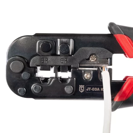 Кримпер многофункциональный КВТ JT-03А с 3 встроенными модулями для обжима RJ-45, RJ-12, RJ-11, RJ-22 (89228) купить в Надыме