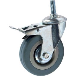 Аппаратное поворотное колесо с тормозом с болтом HITCH 120*26 резина серая SCtgb55 (SZ084831)