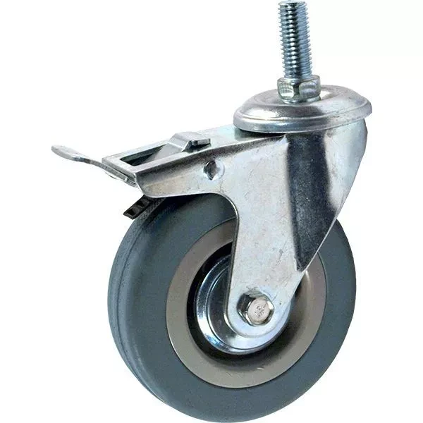 Аппаратное поворотное колесо с тормозом с болтом HITCH 120*26 резина серая SCtgb55 (SZ084831) купить в Надыме