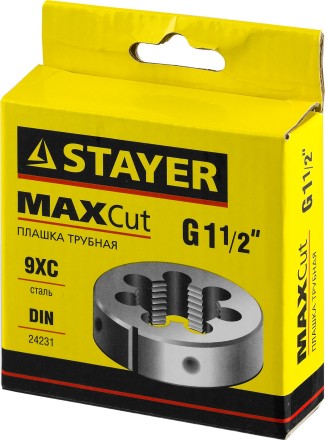 Плашка круглая ручная STAYER &quot;MASTER&quot;, сталь 9ХС, для трубной резьбы G 1 1/2`` 28029-3/2 купить в Надыме