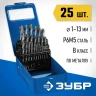 ЗУБР ПРОФ-В, 25 шт, (1-13 мм), сталь Р6М5, класс В, мет.бокс, набор сверл по металлу, Профессионал (29621-H25) купить в Надыме