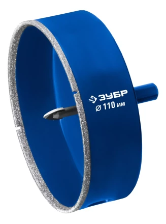 ЗУБР АГК d 110 мм (центр. сверло, трехгр. хвост, Р60), Алмазная коронка, Профессионал (29850-110) купить в Надыме