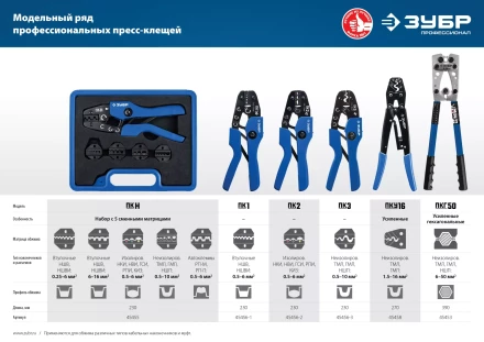 ЗУБР ПК-3, 0.5 - 10 мм2, пресс-клещи для медных наконечников и гильз, Профессионал(45456-3) купить в Надыме
