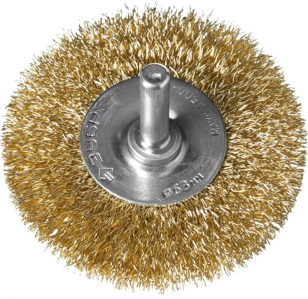 ЗУБР "ПРОФЕССИОНАЛ". Щетка дисковая для дрели, витая латунированная стальная проволока 0,3мм, 63мм 3520-063_z02 купить в Надыме