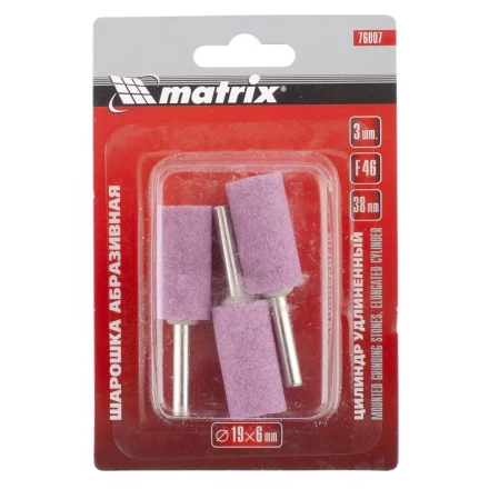 Шарошка абразивная цилиндр удлиненный 19 x 38 x 6 мм F46 3 штуки MATRIX 76007 купить в Надыме