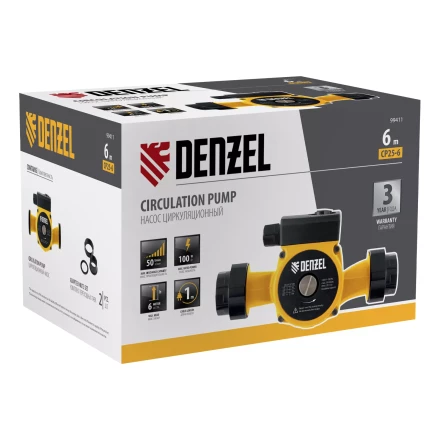 Циркуляционный насос CP25-6, напор 6 м, 50 л/мин, 1 м кабель, монт. длина 180 мм Denzel 99411 купить в Надыме