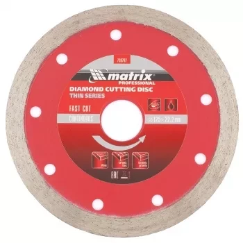 Диск алмазный отрезной сплошной ф125х22,2мм тонкий мокрое резание MATRIX Professional 730787 купить в Надыме