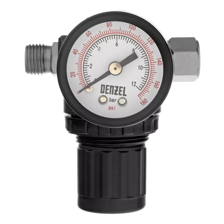 Регулятор давления с манометром Denzel R1500, 12 бар, 1/4", 57491 купить в Надыме